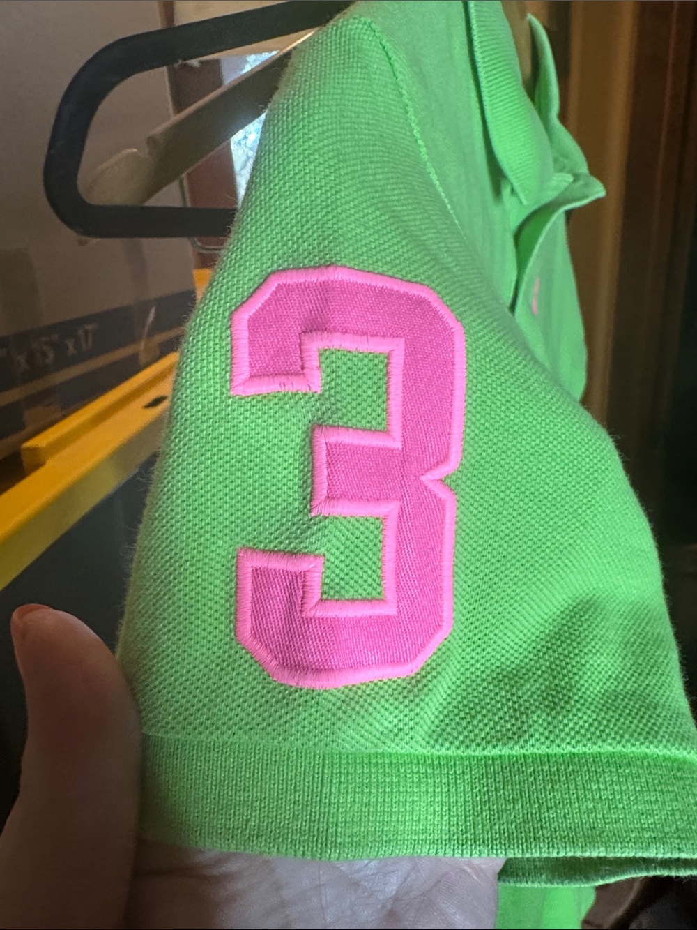 Ralph Lauren Neon Green Pink Big Pony Polo Shirt XL Juniors Preppy Golf - Picture 6 of 8